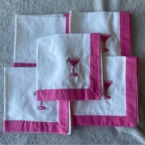 Vintage Cocktail Napkins with Pink Trim
